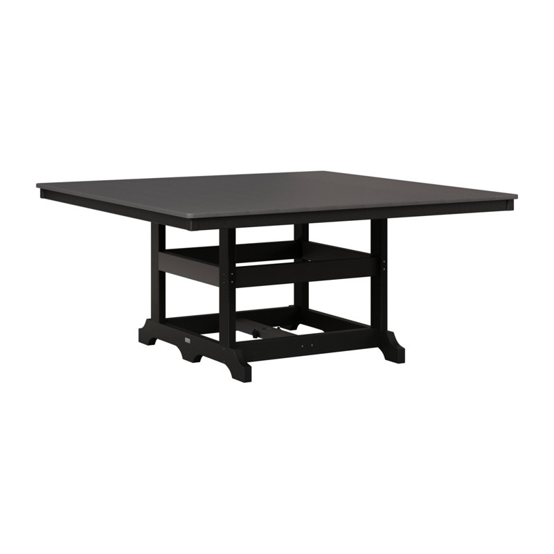 Garden Classic Outdoor Square Dining Table, Smoke Gray, Black