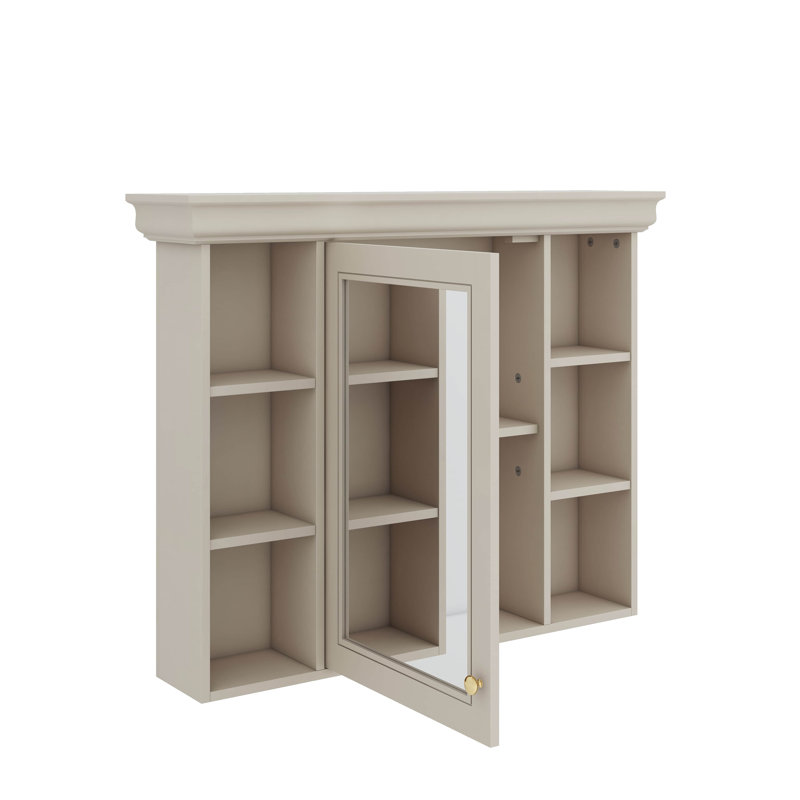 Armoire à pharmacie murale, armoire de salle de bain murale avec 2 portes en verre, armoire de rangement au-dessus de la toilette avec beaucoup de rangement