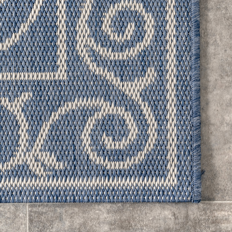 Tapis d'intérieur / extérieur bleu Mikhail, Rectangle 3 pi x 5 pi