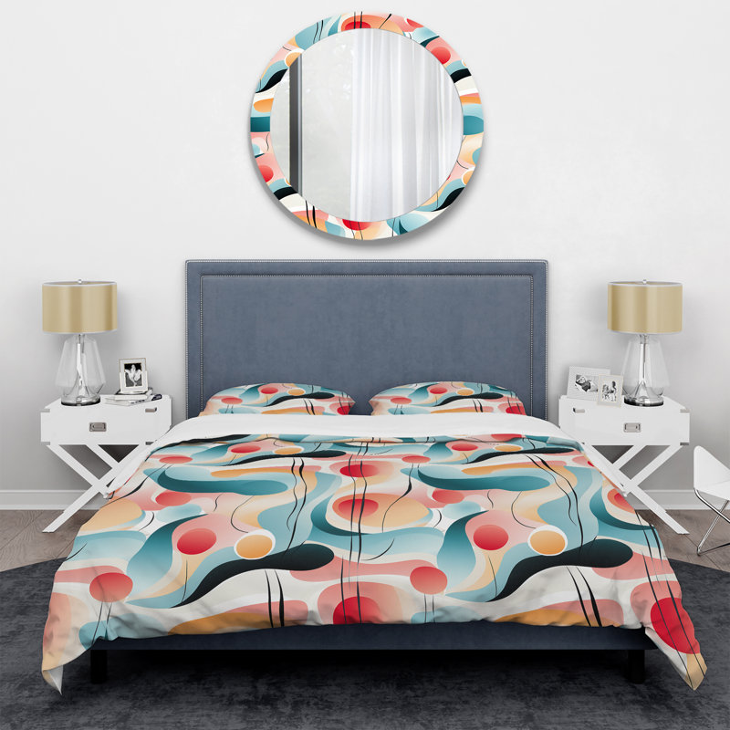 Amith Modern Whispers I - Ensemble de housse de couette rayé - Microfibre de polyester