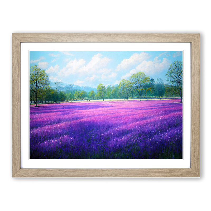 Stimulating Bluebell Field - Framed Print, 46cm H x 64cm W x 2cm D, Oak