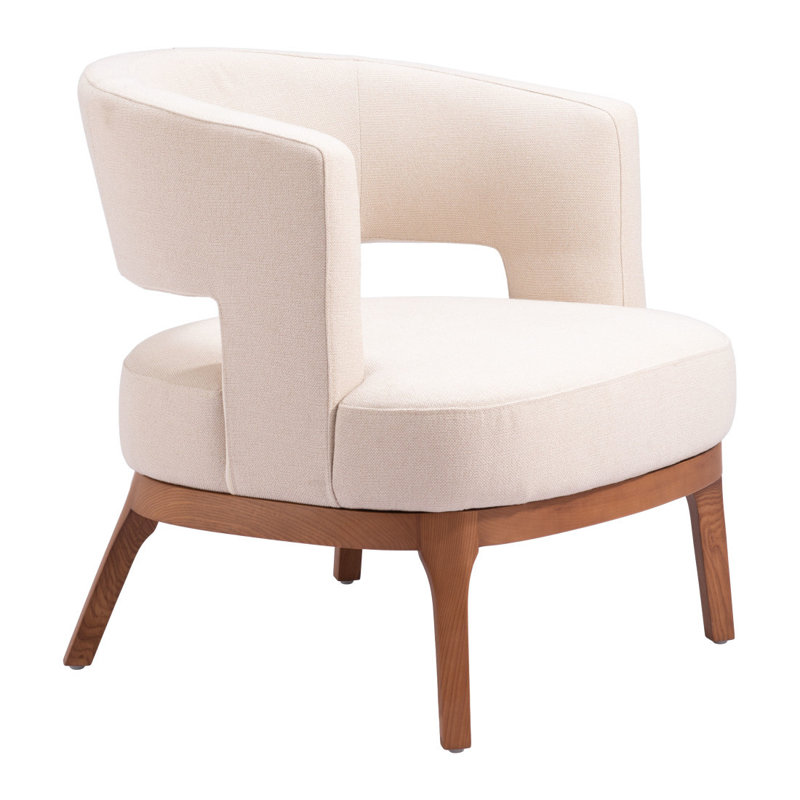  Fauteuil d'appoint rembourré beige, 31.1" H x 25" W x 32" D