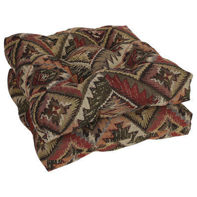 19-Inch Square Tapestry Tufted Dining Chair Cushions (Set Of 2)