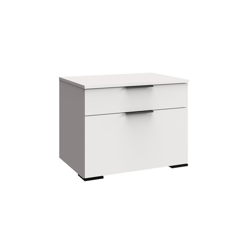 Gerline 58cm W Manufactured Wood Bedside Table, White
