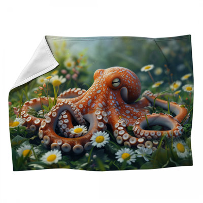 Jeté polaire Octopus - Jetés de vie marine pour canapés ou lits