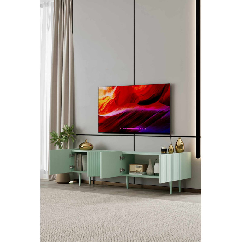 Meuble télé, 11.42" H x 70.87" W x 7.87" D, Menthe