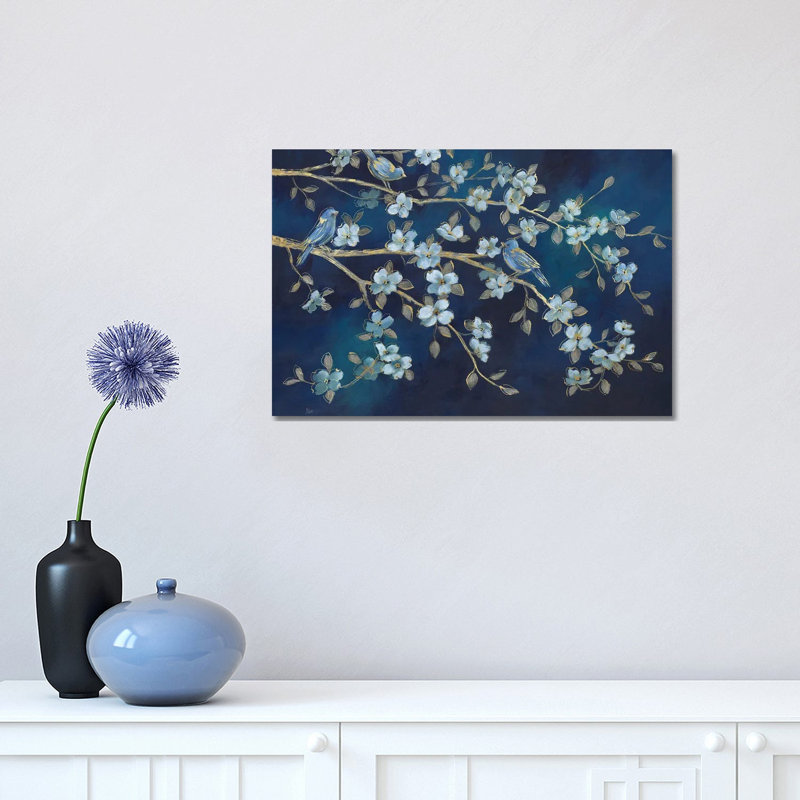 Bluebird Conference by Nan - Painting on Canvas, Wrapped Canvas, 30.48 cm H x 45.72 cm W