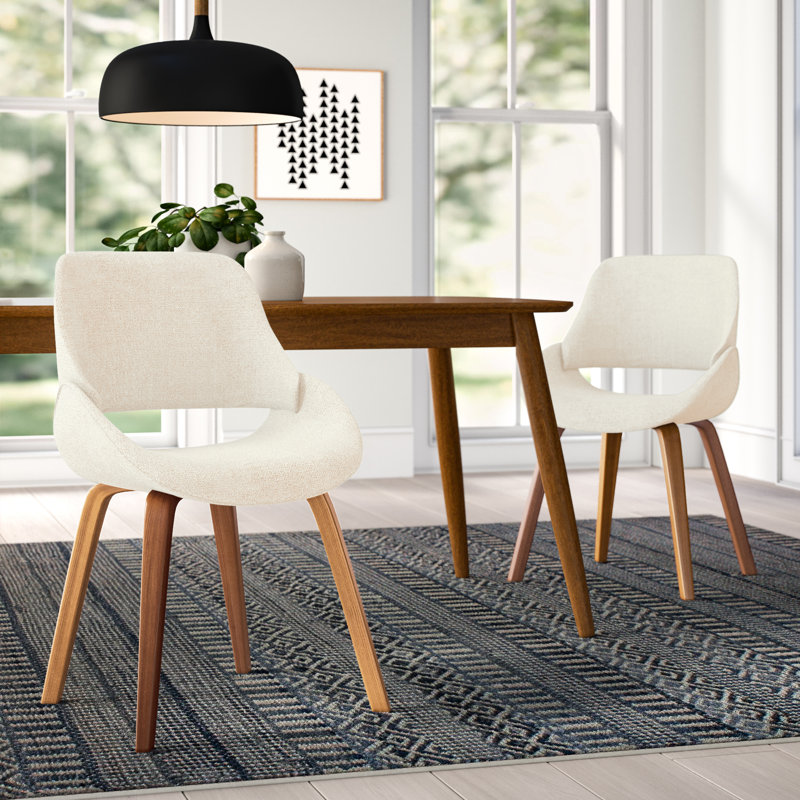 Chaise d'appoint rembourrée Ladson, Crème, Walnut