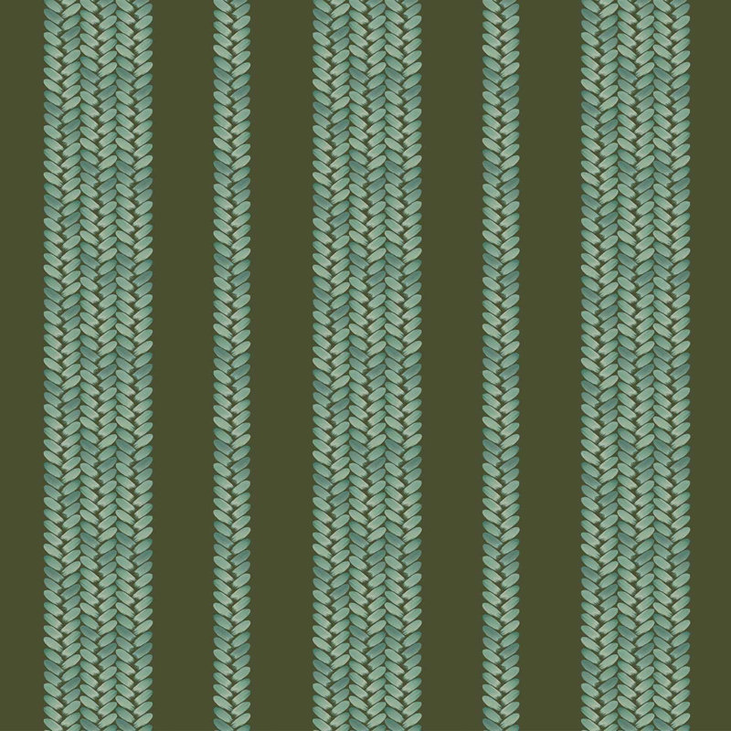 Peregrine | Woven Stripe Wallpaper Double Roll, Green/Teal