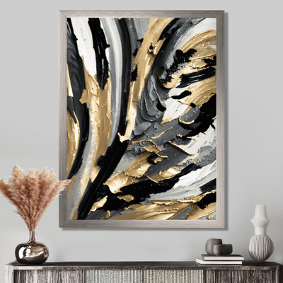 Rhythm Of Pleasure Abstract Black And Gold I - Abstract Painting Wall Art
