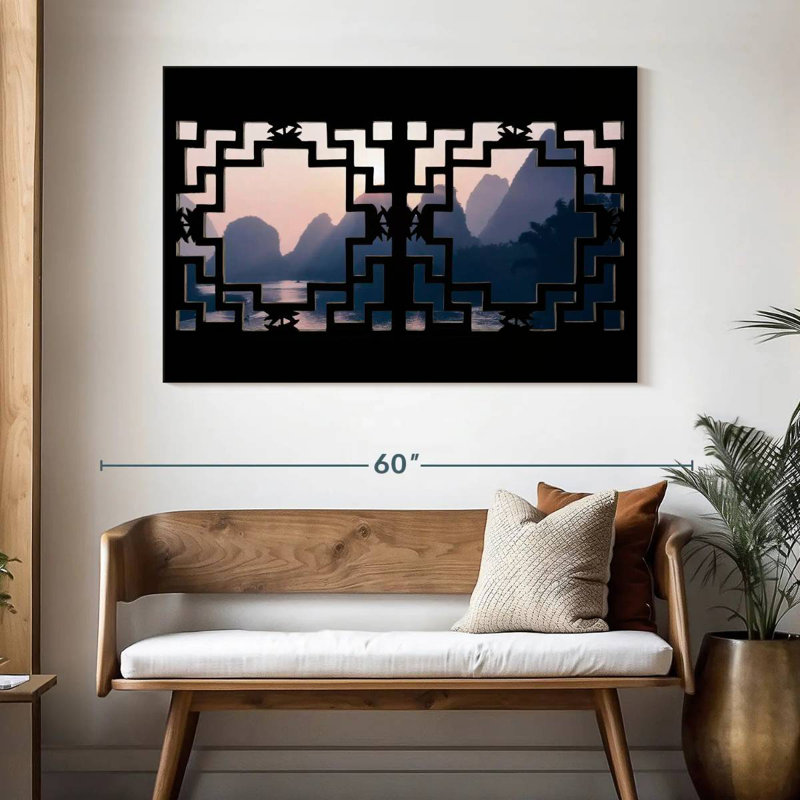 Lilie Asian Window Mountain, 32" H x 48" W