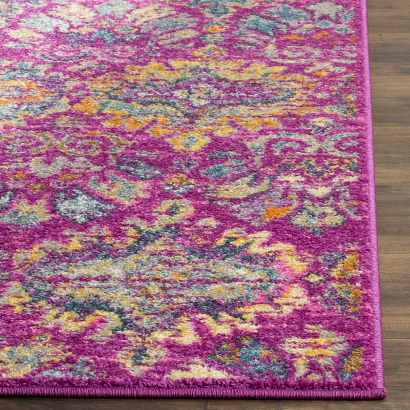 Tapis fuchsia / bleu Christa, Rectangle 3 pi x 5 pi