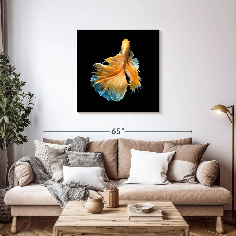 Brampt Yellow Fighter Fish Grandiose, 36" H x 36" W