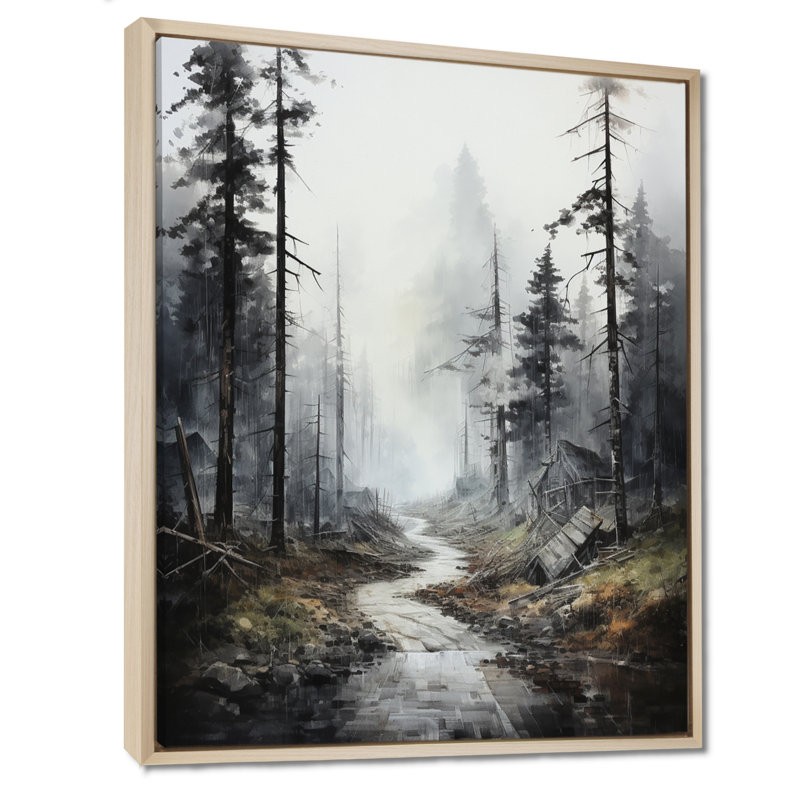 Méandre sur la route Thorugh Forest - route, art mural sur toile, H 20 po x l 12 po x P 1 po, Cadre flottant érable