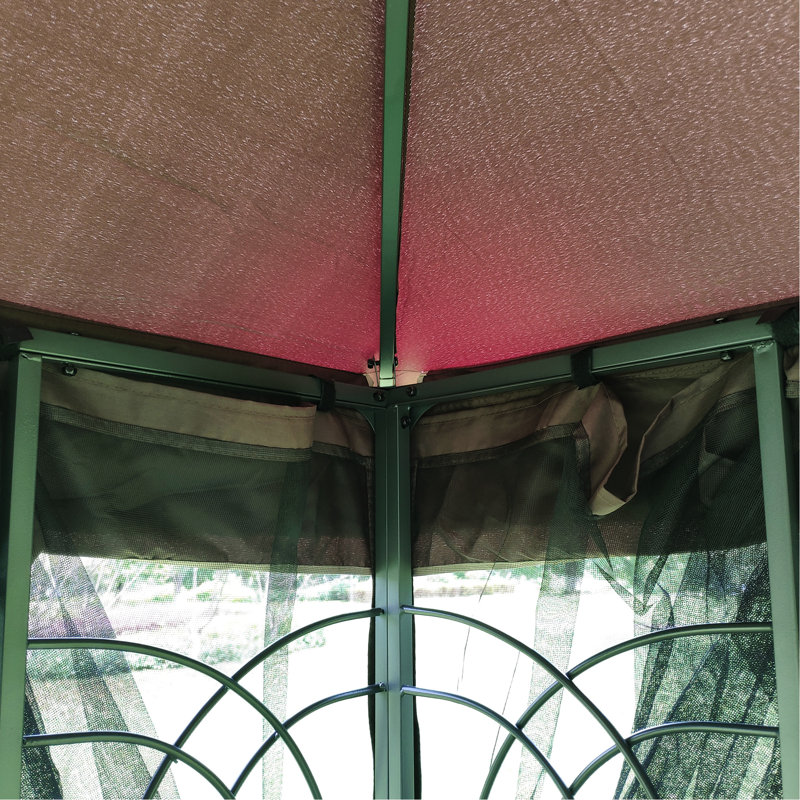 Outdoor Patio Gazebo 10X10, With Fabric And Net, For Garden, Backyard, Deck Stable Structure Insect ,, Brown