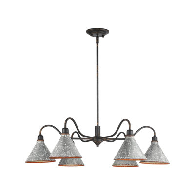 Lustre Jasper en fer noir antique avec acier galvanisé