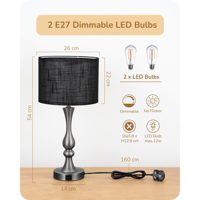 Denyer Metal USB Table Lamp, Black