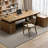 Light Walnut Color L-Shaped Solid Wood desks-106932431-106932432