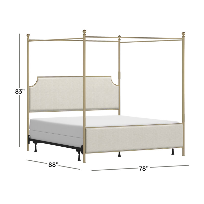 Olague Low Profile Canopy Bed, King, Champagne/Ivory