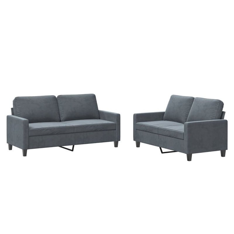 Ensemble de canapé avec coussins 2 pièces Ebern Designs, Velours gris foncé