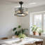 Ventilateur de plafond moderne en cristal 18 pouces avec lumière - 3 vitesses, hauteur réglable
