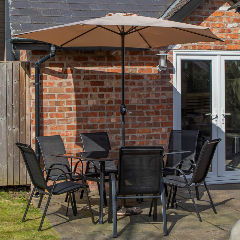 Cofield Rectangular 9 - Piece 6 - Person Outdoor Table Set, Beige