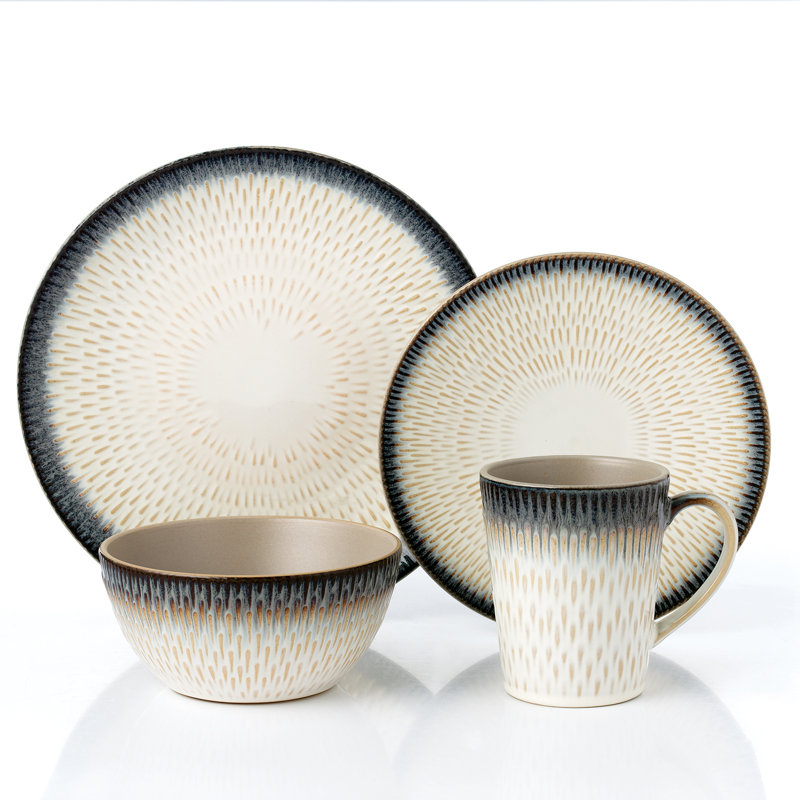 16 Piece Stoneware Dinnerware Set - Service for 4