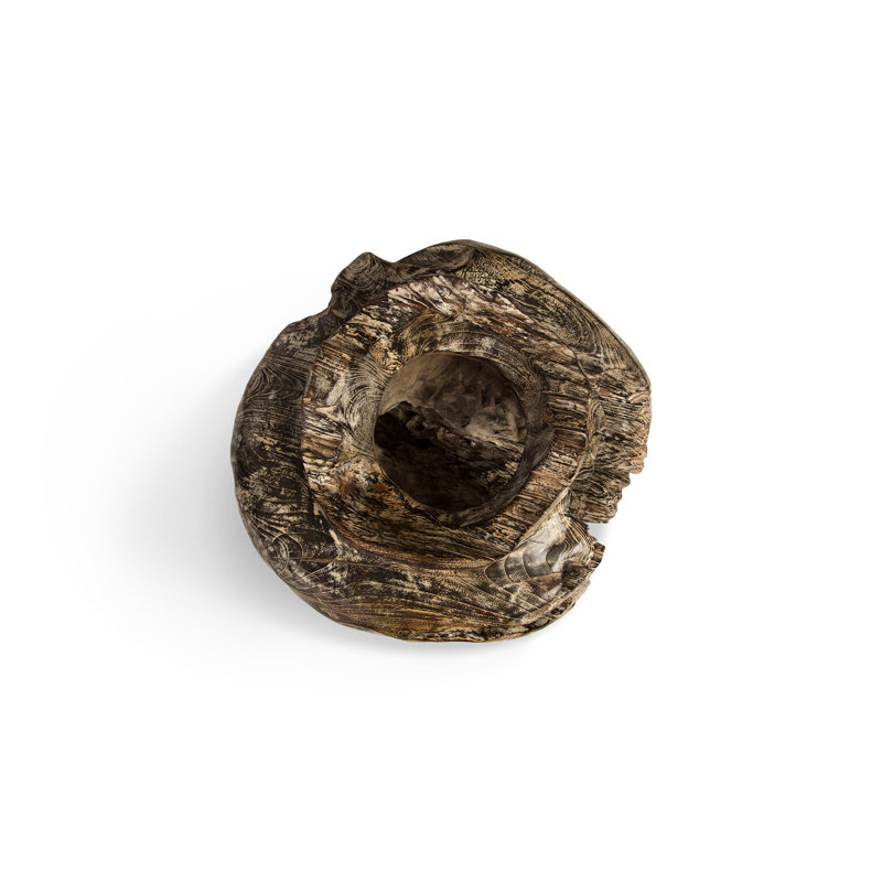 Wood Abstract Lodge Pot Planter in Gray/Black