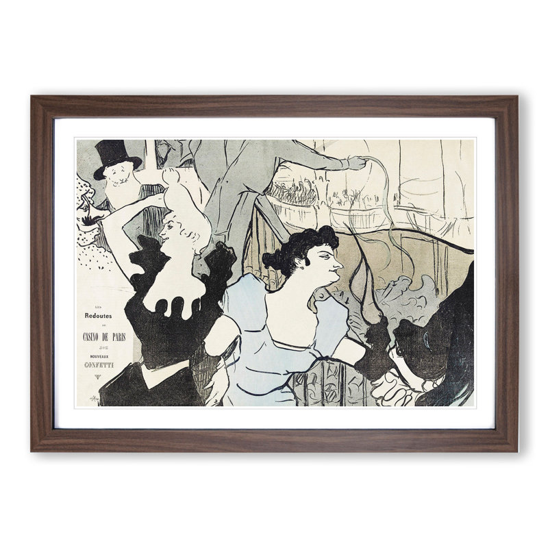 Casino in Paris by Henri de Toulouse-Lautrec - Framed Print, Walnut Framed, 27cm H x 36cm W x 2cm D