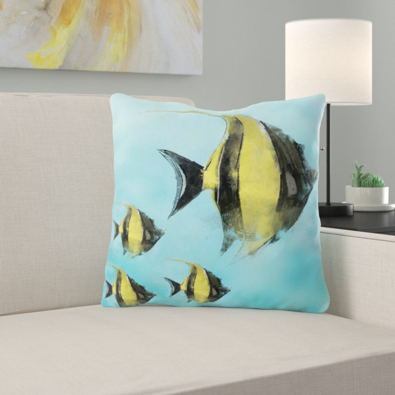 Coussin en poisson Milliner, Vert de mer, Microsuède, Intérieur