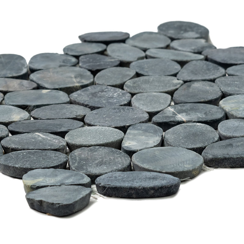Streambed 1" x 1" Natural Stone Mosaic Floor & Wall Tile, Black