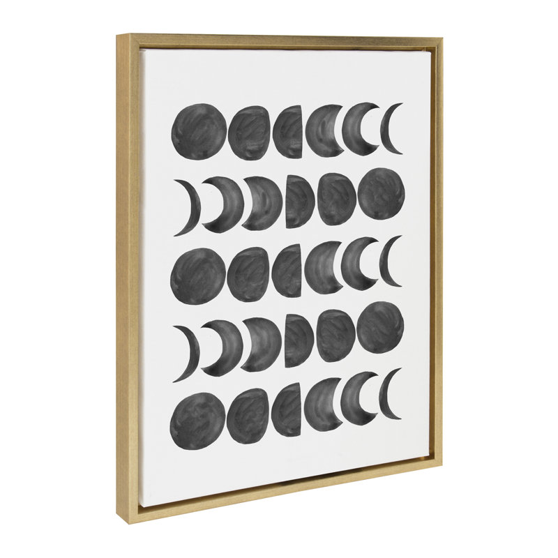 «901 Moon Phases Black on White» par Teju Reval, reproduction d'art sur toile encadrée, Doré