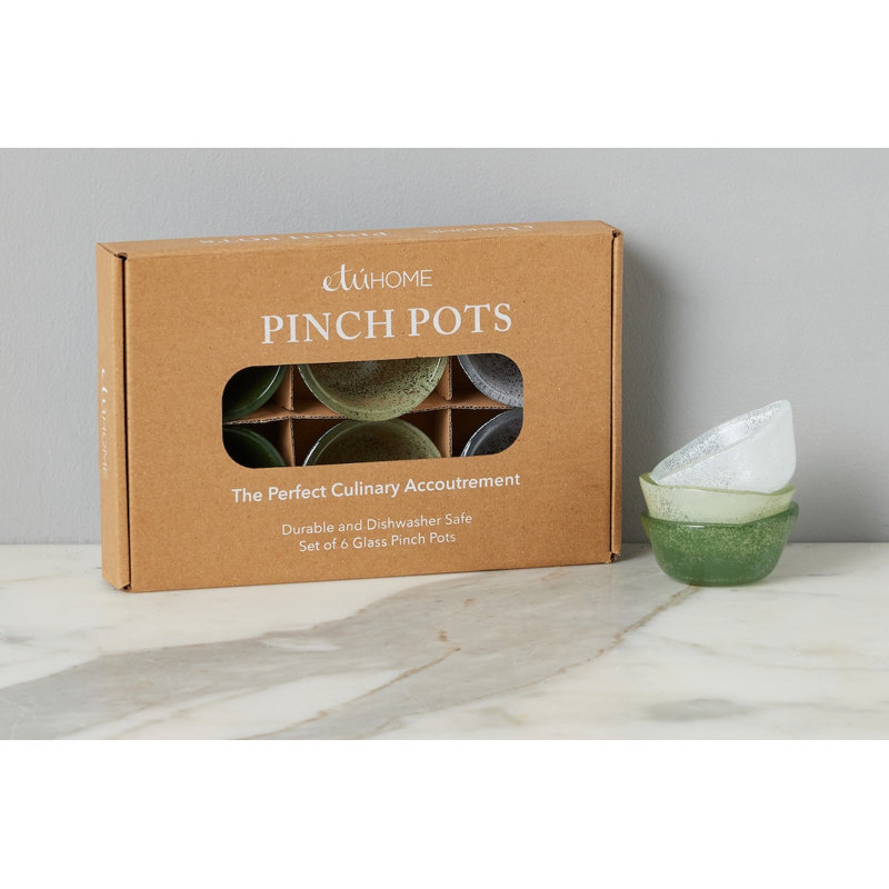 Glass Pinch Pots, White/Denim Blue/Navy Blue