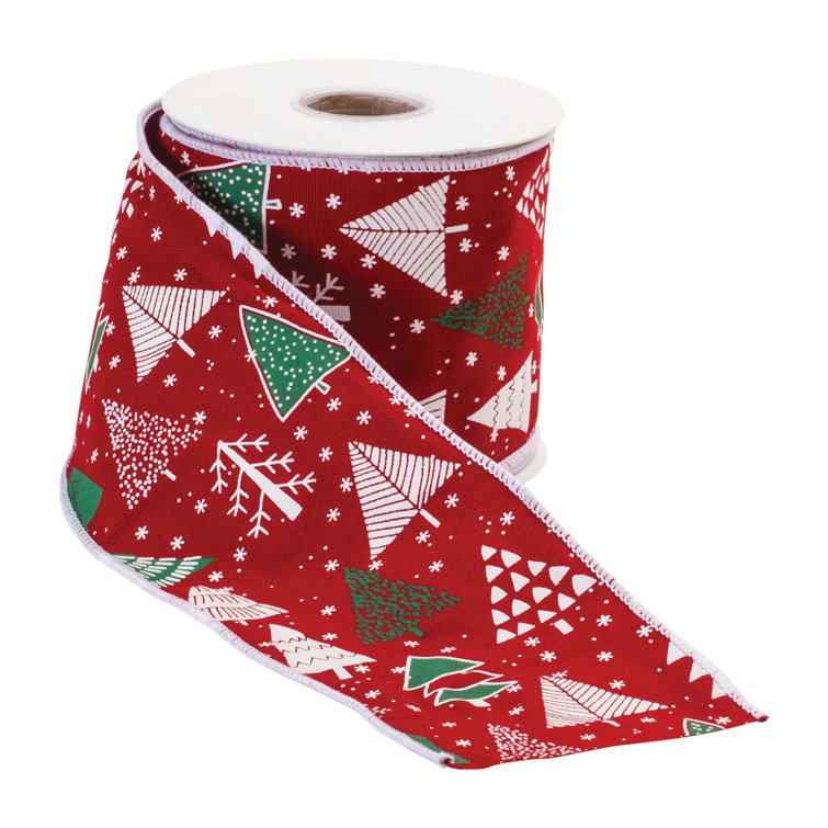 The Holiday Aisle® Giarla Fabric Plants & Flowers Ribbon | Wayfair