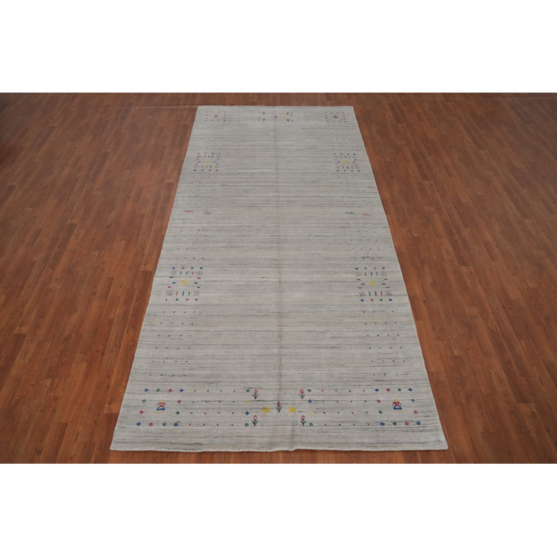 Tapis élégant de style Gabbeh minimaliste 5 x 12 avec des motifs tribaux subtils