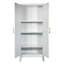 Armoire de rangement en métal 71 po avec 2 portes galbées - tablettes réglables pour la chambre à coucher, le salon et la cuisine (blanc)
