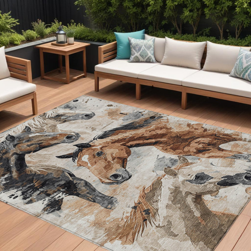 Tapis intérieur lavable pour chevaux 10 pi x 14 pi brun