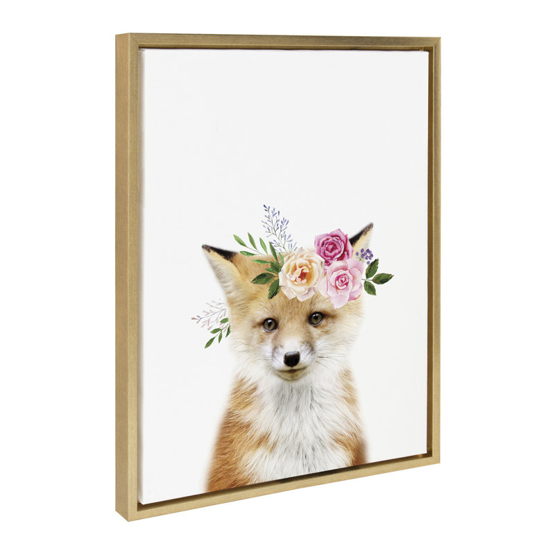 «Flower Crown Fox» par Amy Peterson, reproduction d'art sur toile encadrée