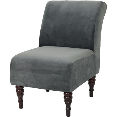 Housse de fauteuil d'appoint sans accoudoirs en velours, housse extensible douce sans accoudoirs, protecteur de meubles amovible pour le salon, la salle à manger et l'hôtel, gris foncé
