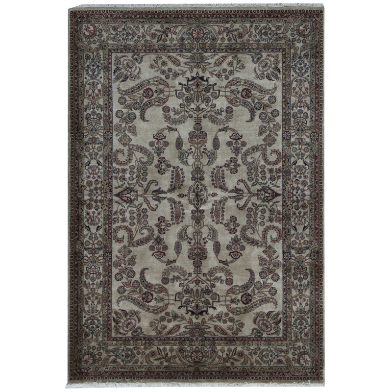Tapis beige et beige noué à la main de haute qualité