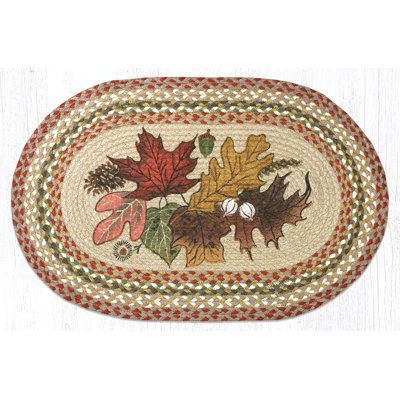  Feuilles d'automne, tapis ovale en jute tressé à la main H 30 po, décoration rustique