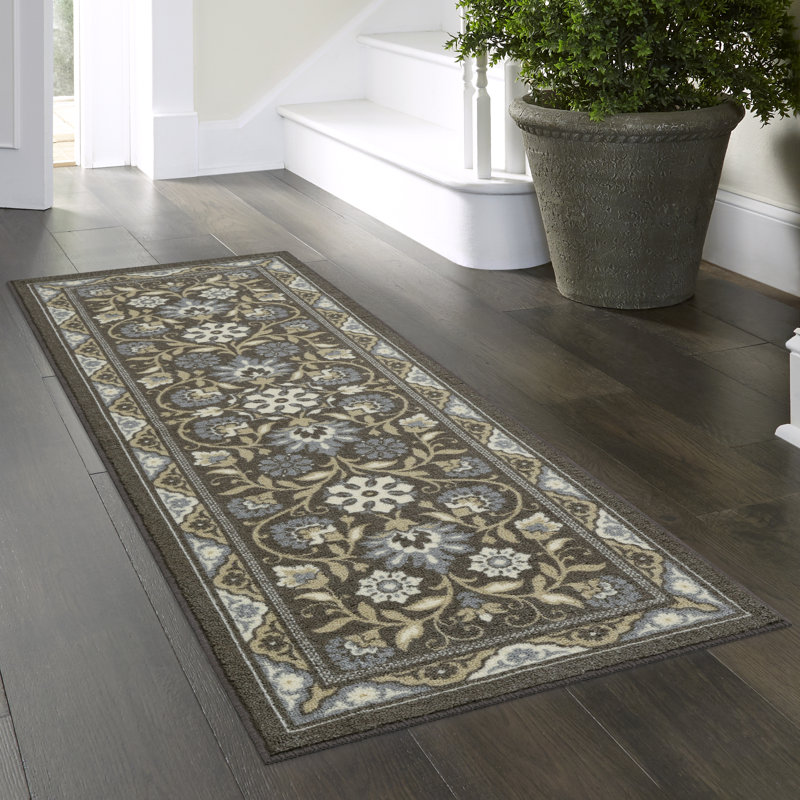 Tapis gris / brun Albia, Tapis de couloir 2 pi x 6 pi