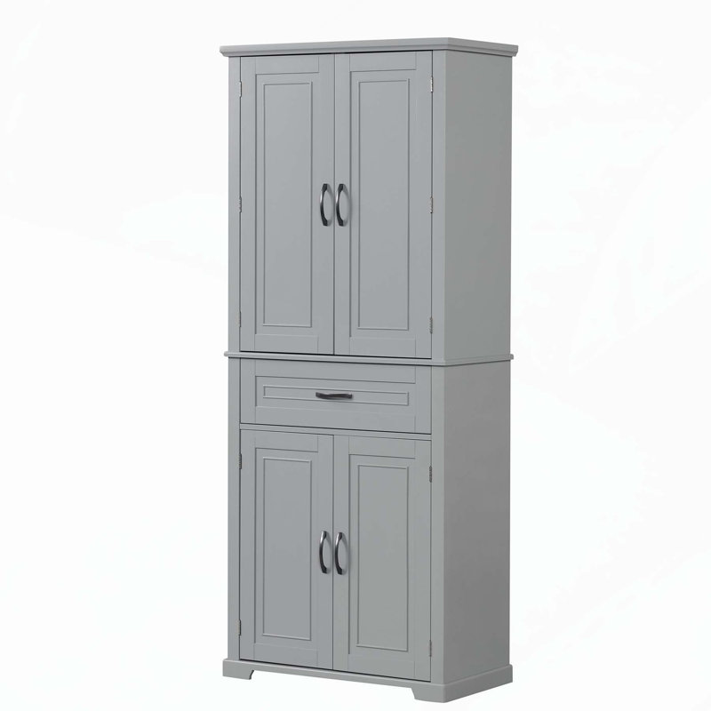 Armoire de rangement polyvalente avec plusieurs compartiments et fabrication durable, Gris