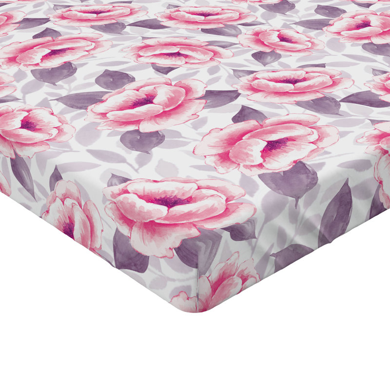 Drap-housse Ambesonne, Drap-housse de taille simple, Rose pastel, gris, rose / floral