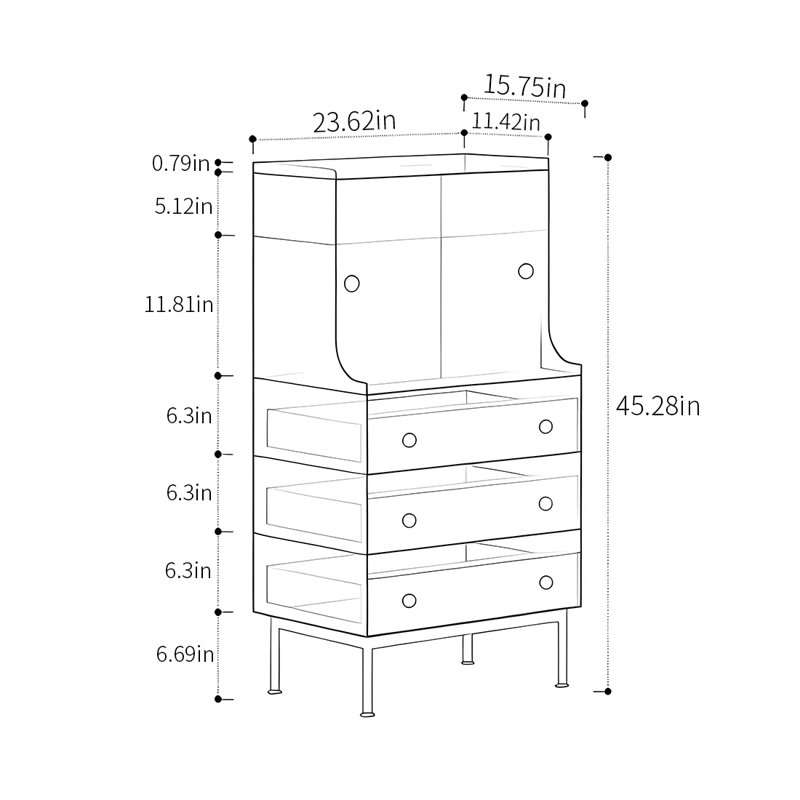 Armoire de rangement moderne et moderne, Noir