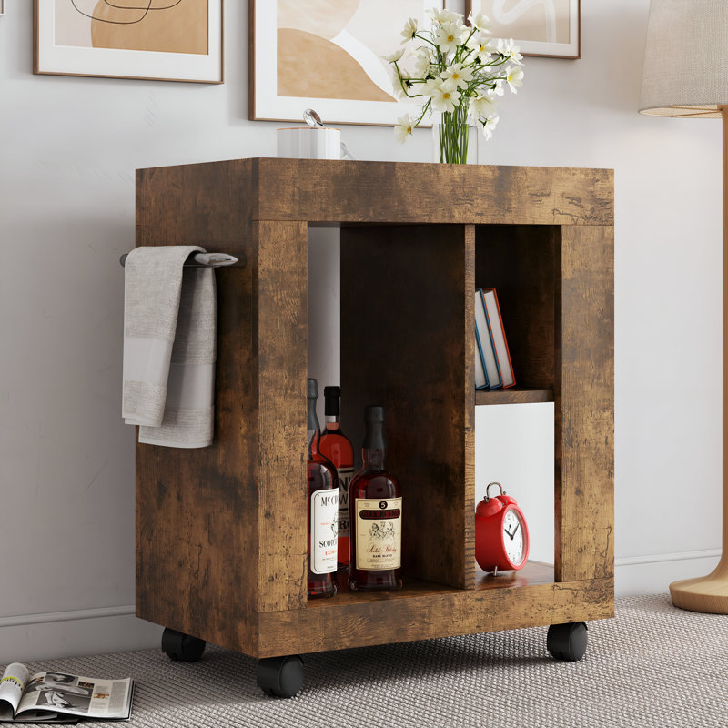Armoire d'appoint Mid-Century moderne brune avec tablette de rangement