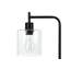 Éclairage, H 20 po, lampe de table, port USB inclus, métal noir, abat-jour en verre, moderne