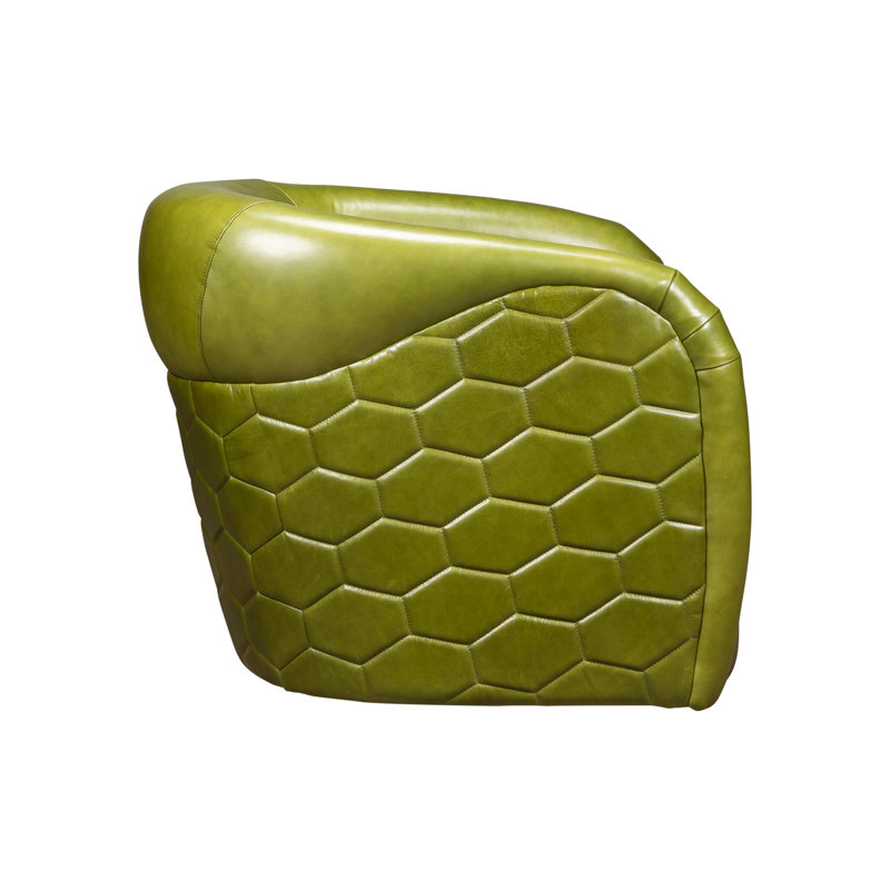 A'Buzz Swivel Armchair, Peridot Genuine Leather