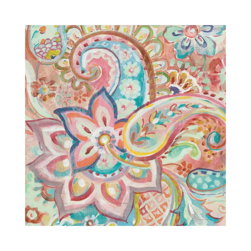 Paisley Galore Crop by Danhui Nai - Wrapped Canvas Painting, 30.48 cm H x 30.48 cm W