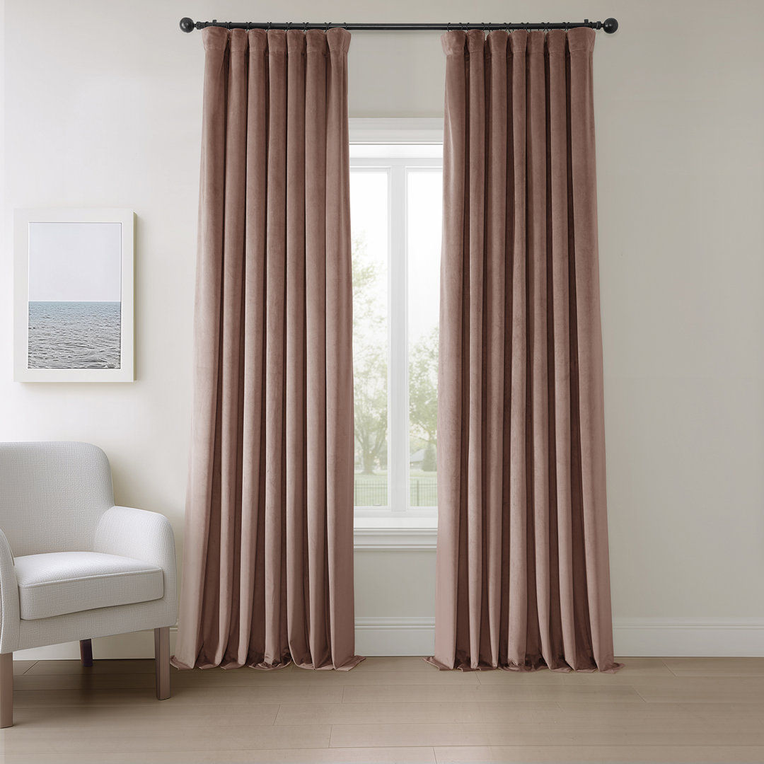 Matra Plush Velvet Curtains for Bedroom - Room Darkening Curtains for Living Room Window Single Panel AllModern Curtain Color: Wild Rose Size per Panel: 50" W x 120" L